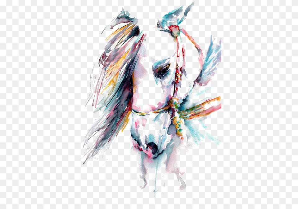 Horse Watercolor Painting Drawing Tattoo Watercolor Horses, Adult, Female, Person, Woman Png Image