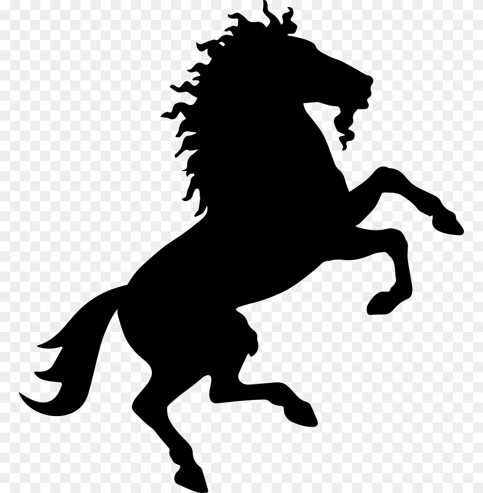 Horse Wild Black Shape On Back Paws Comments Unicorn Silhouette Clip Art, Stencil, Animal, Mammal Png Image