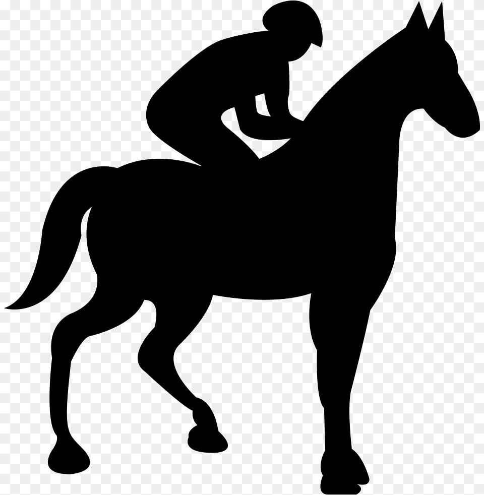 Horse With Jockey Black Silhouette Comments Jinete Clipart, Stencil, Animal, Mammal, Adult Png Image