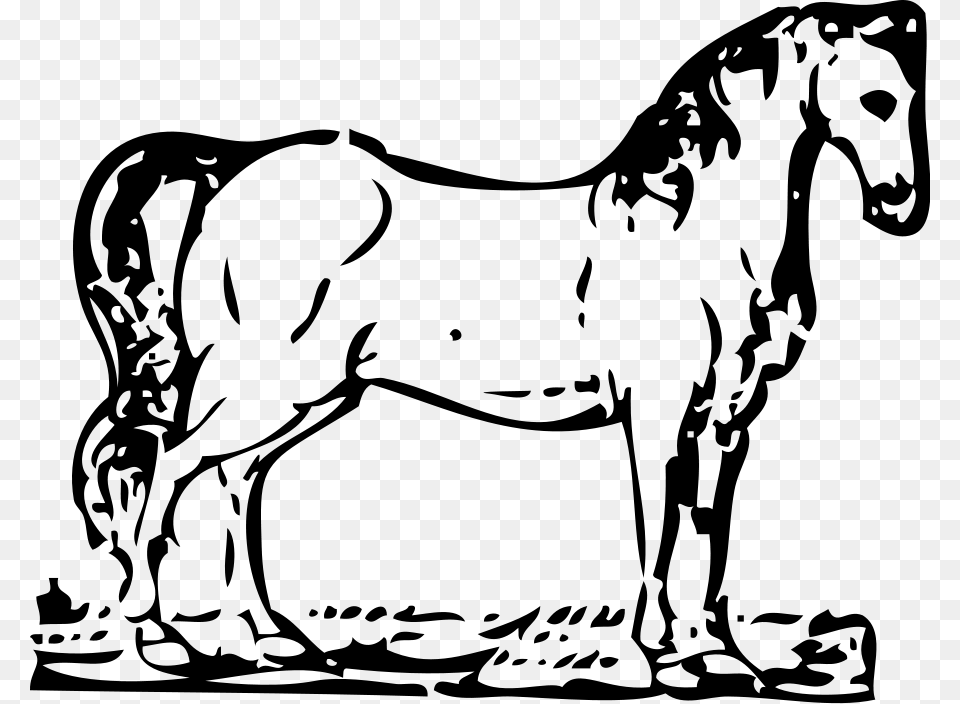 Horse Woodcut, Gray Png