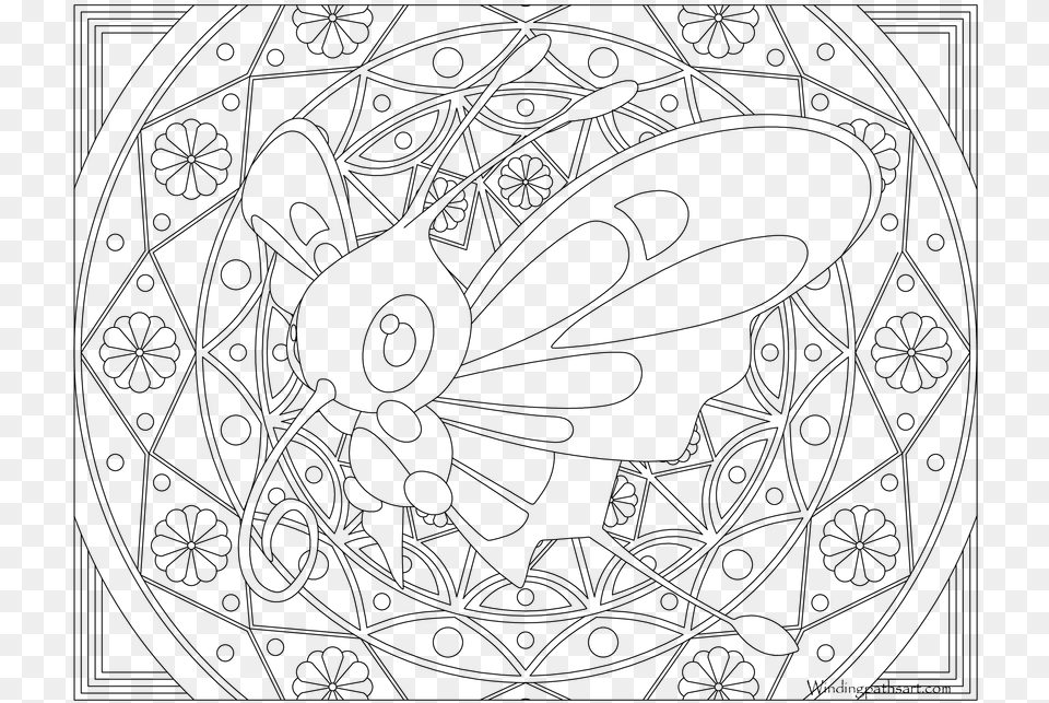 Horsea Pokemon Adult Coloring Page, Gray Free Png
