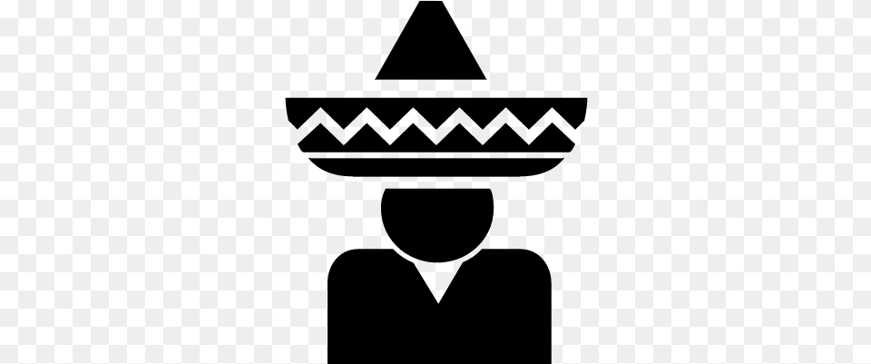 Horseman Of Mexico With Typical Mexican Hat Vector Mexican Icon, Gray Free Transparent Png