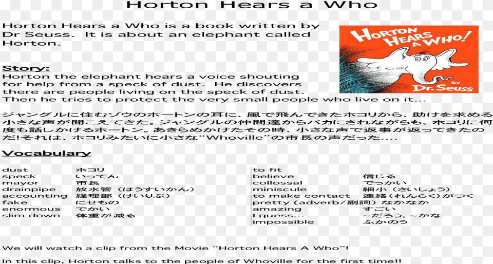 Horton Hears A Who, Book, Publication, Advertisement, Poster Png Image