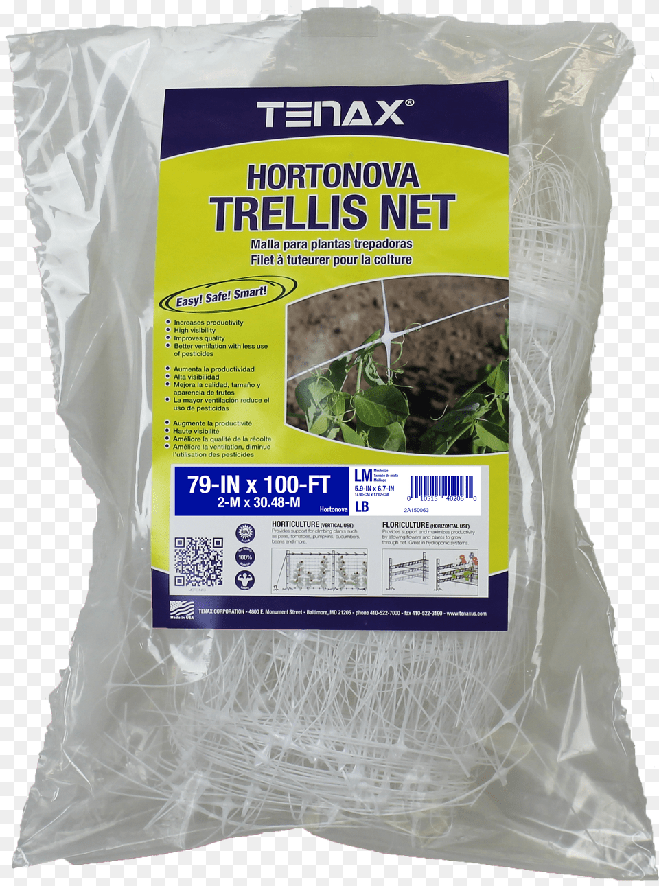 Hortonova Lm X Bag Edge Commercial Grade Trellis Netting 48 In X 328 Ft, Food, Noodle, Qr Code, Produce Free Png
