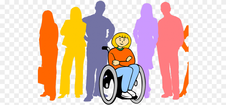 Hospital Clipart Wheelchair Colourful People Silhouette Person With Disability Clipart, Adult, Man, Male, Furniture Free Png