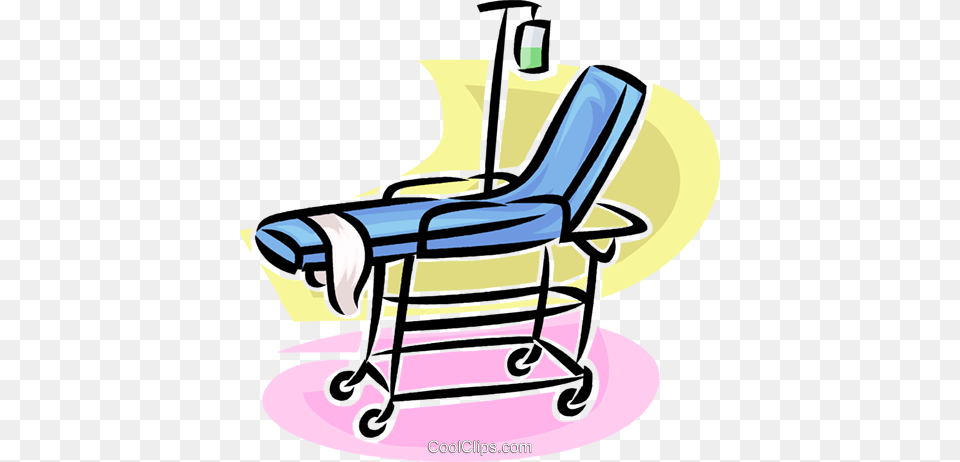 Hospital Gurney With Intravenous Drip Royalty Vector Clip Art, Architecture, Building, Furniture, Plant Free Png