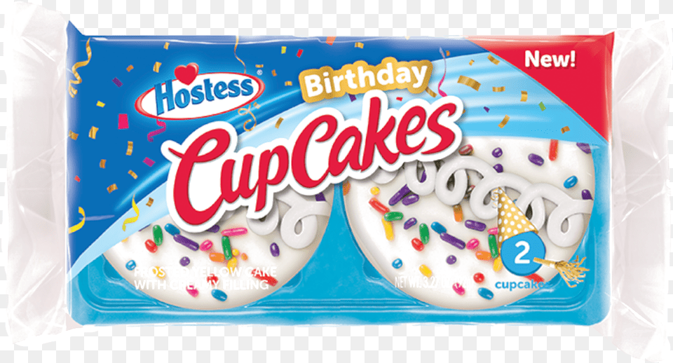 Hostess Birthday Cupcake 2pk 92g Hostess Birthday Cake Cupcakes, Birthday Cake, Cream, Dessert, Food Png Image