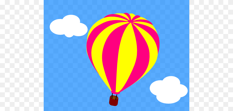 Hot Air Balloon In The Sky With Clouds Clip Art, Aircraft, Hot Air Balloon, Transportation, Vehicle Free Png Download