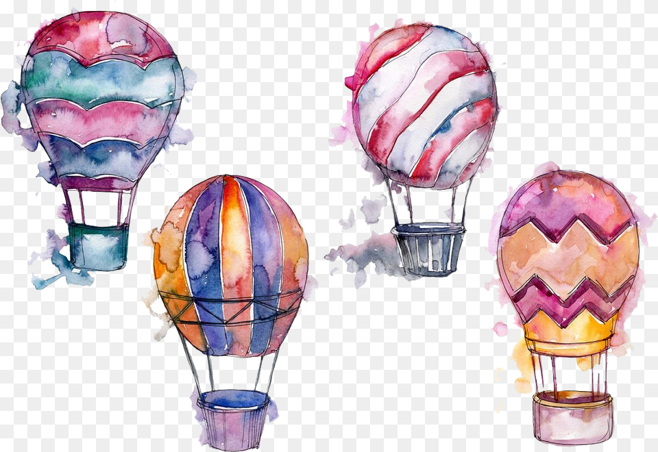 Hot Air Balloon Picture Watercolor Hot Air Balloon, Person, Aircraft, Transportation, Vehicle Free Png Download