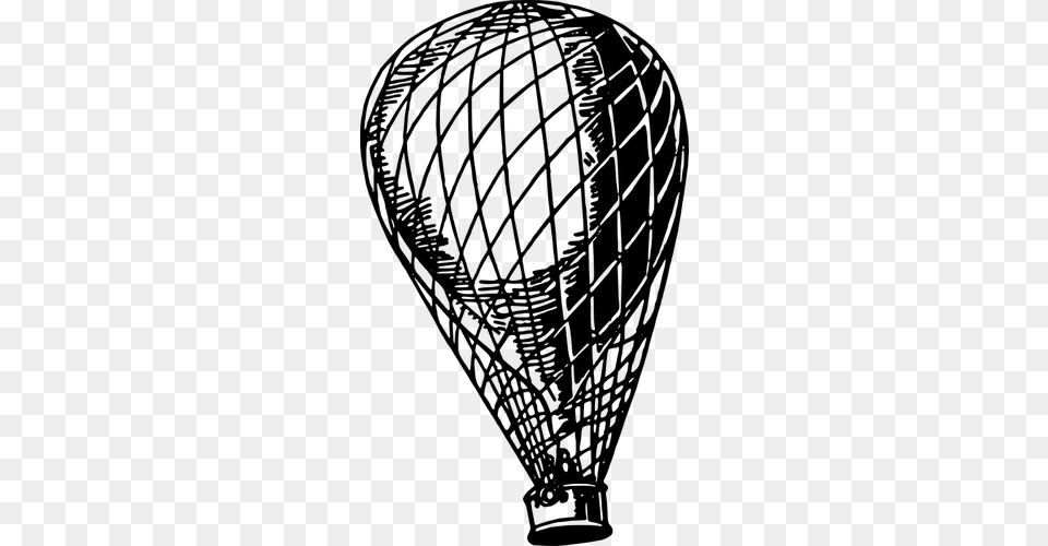 Hot Air Balloon Vector Drawing, Gray Png