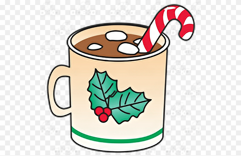 Hot Cocoa Clipart Marshmallow Hot Chocolate With Marshmallows And Candy Cane, Cup, Beverage, Food Free Transparent Png