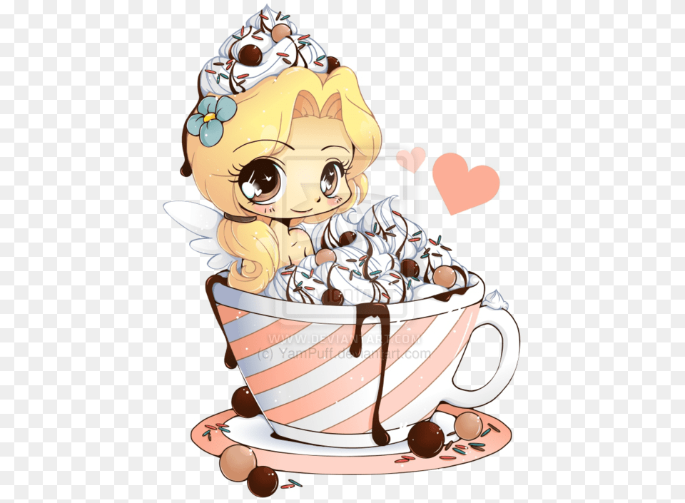 Hot Cocoa Emiko Chibi Kawaii Ice Cream, Dessert, Food, Ice Cream, Cup Free Transparent Png