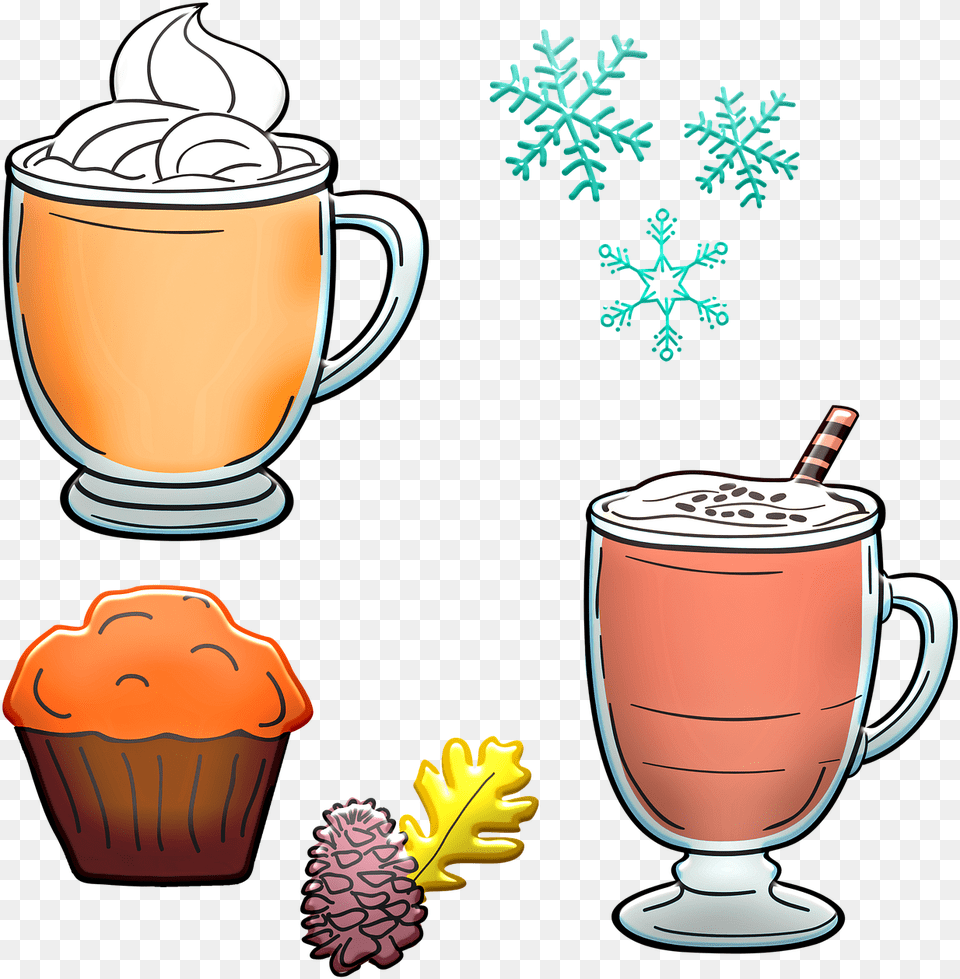 Hot Cocoa Muffin Hot Chocolate Autumn Acorn Food, Cup, Cream, Dessert Png Image