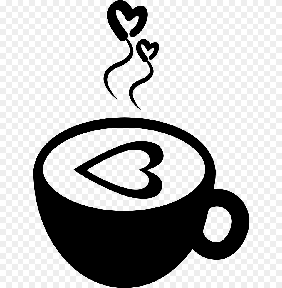 Hot Coffee Cup With Hearts Comments Coffee Cup Icon, Stencil, Beverage, Coffee Cup Free Png