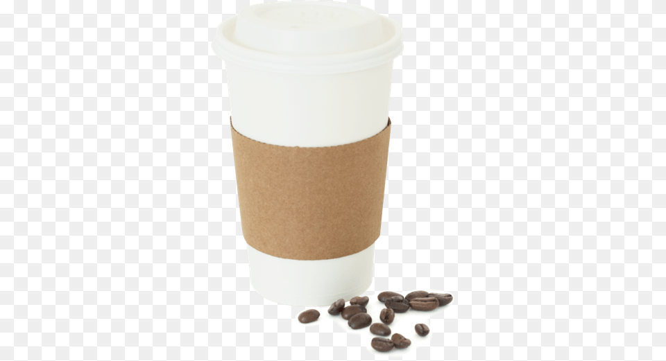 Hot Cup Sleeves Coffee Cup With Heat Sleeve, Beverage, Coffee Cup, Disposable Cup Png