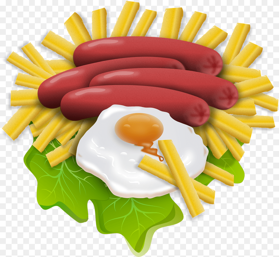 Hot Dog Fries And Eggs, Food, Birthday Cake, Cake, Cream Free Transparent Png