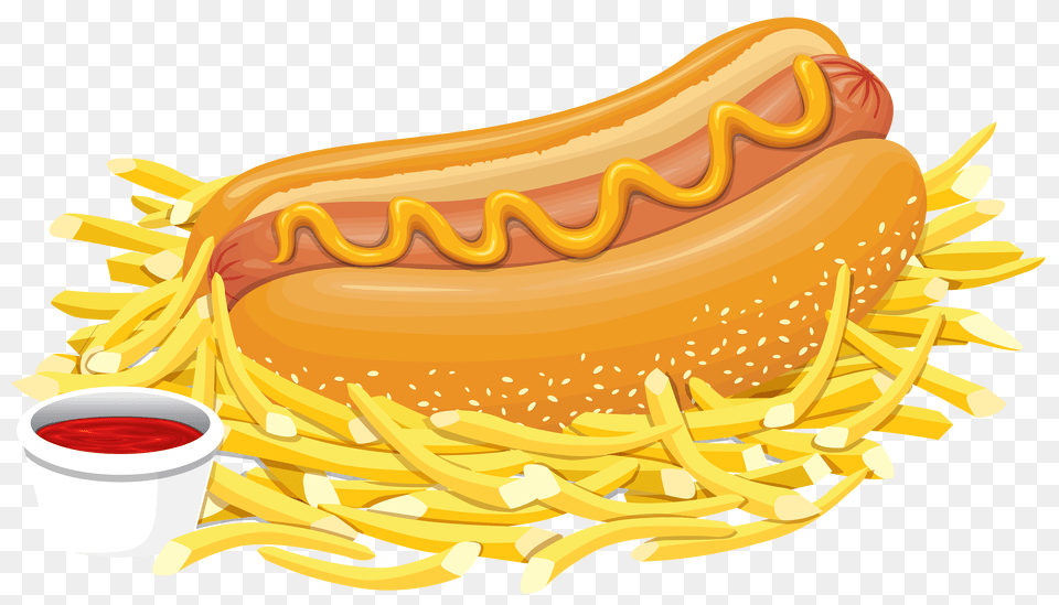Hot Dog With Ketchup Clipart, Food, Hot Dog, Bulldozer, Machine Png Image