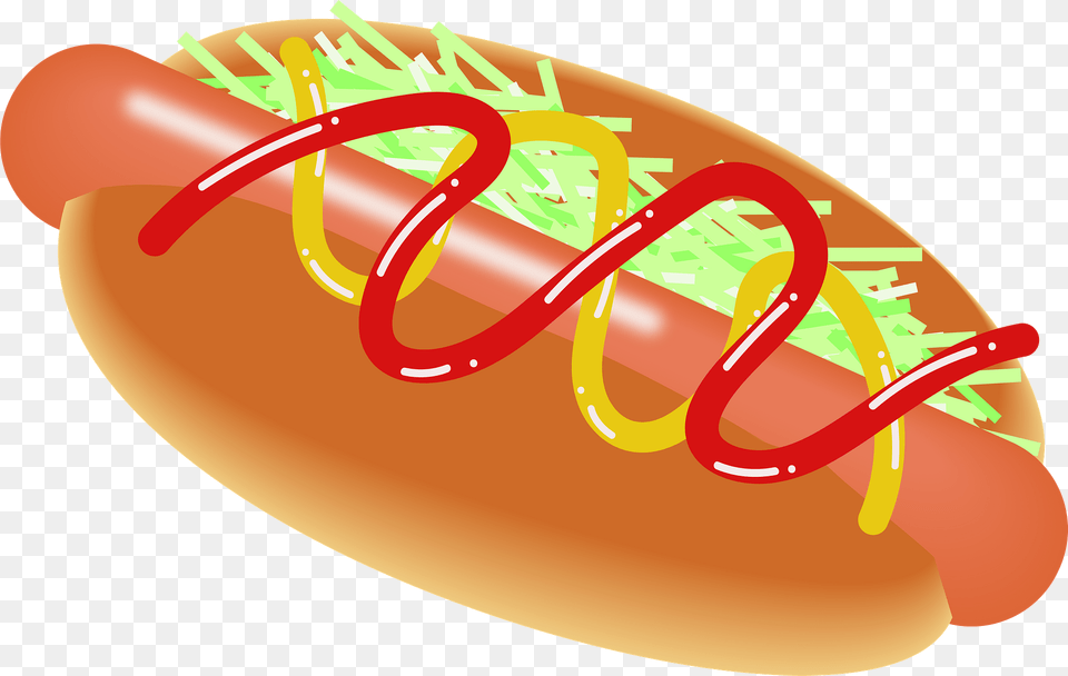Hot Dog With Ketchup Mustard And Relish Clipart, Food, Hot Dog Png Image