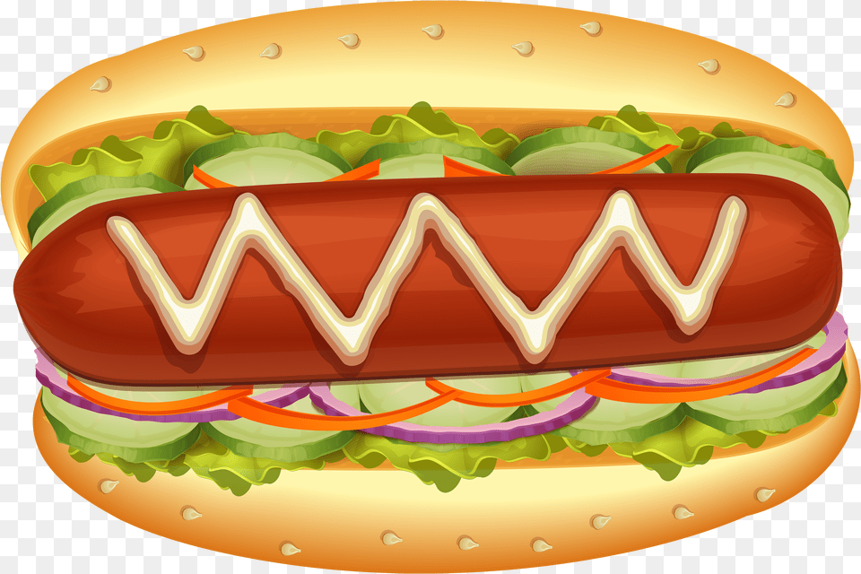 Hot Dog With Salad Clipart Hot Dog Clipart, Food, Crib, Furniture, Infant Bed Free Png Download