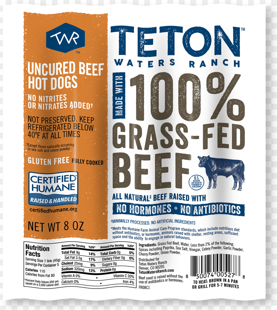 Hot Dogs Teton Waters Beef Sausage, Advertisement, Poster, Animal, Cattle Png Image