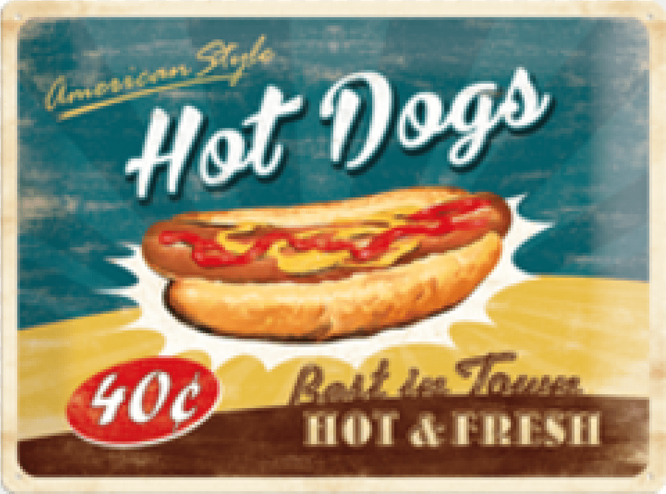 Hot Dogs Tin Sign, Food, Hot Dog Free Transparent Png