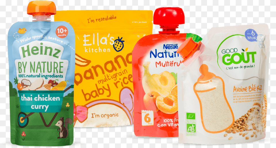 Hot Filling Or Pasteurized Baby Food Products Baby Food Pouches, Beverage, Juice, Ketchup, Bottle Free Png Download