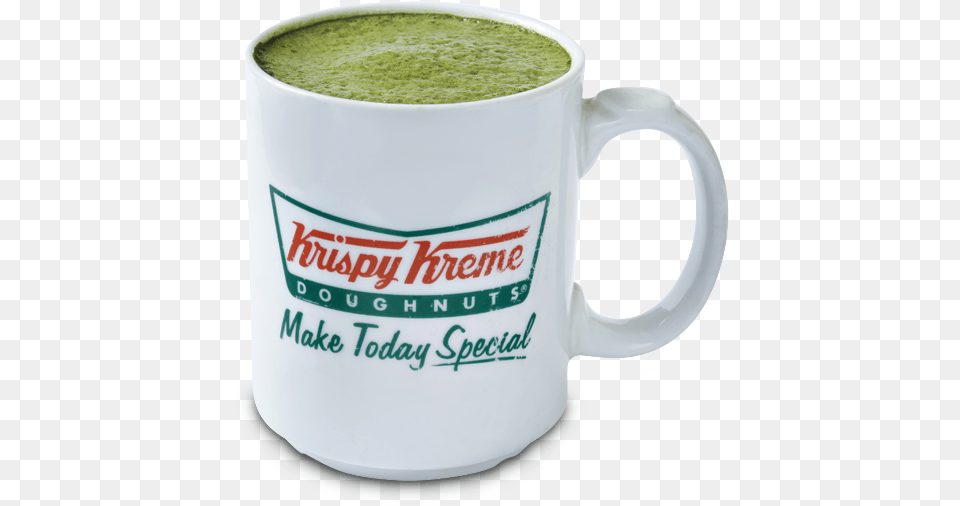 Hot Green Tea Latte Krispy Kreme Doughnuts, Cup, Beverage, Coffee, Coffee Cup Free Transparent Png