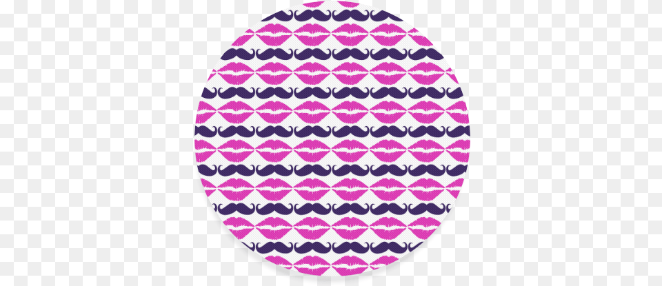 Hot Pink Hipster Mustache And Lips Round Coaster Circle, Home Decor, Rug, Disk Free Png Download