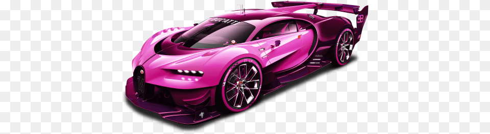 Hot Pink Sports Car Bugatti Vision Gt, Spoke, Vehicle, Transportation, Machine Free Png