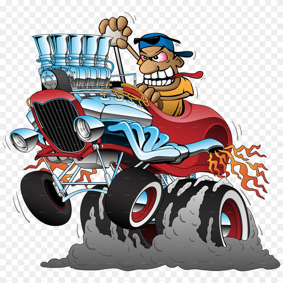 Hot Rod Car Cartoon Hot Rod Cars, Lawn Mower, Publication, Lawn, Tool Png Image