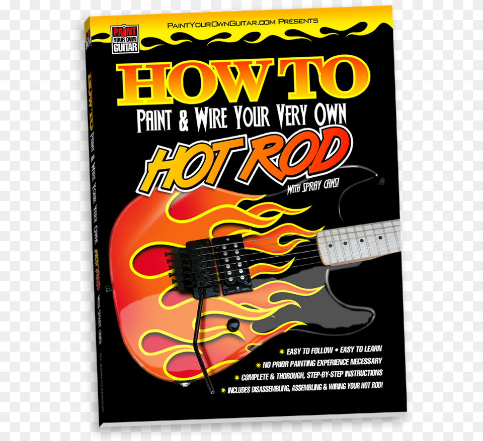 Hot Rod Flames Guitar, Musical Instrument, Advertisement, Poster Png