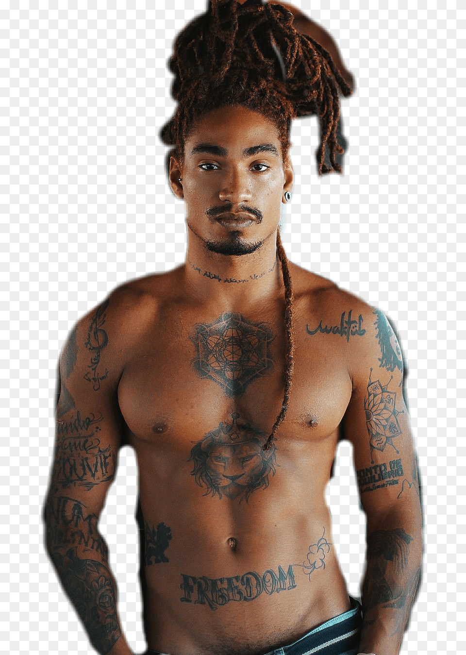 Hot Sexy Guy Man Male Tats Tattoo Handsome Guys With Dreads And Tattoos, Person, Skin, Face, Head Free Transparent Png