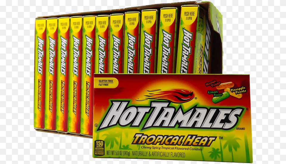 Hot Tamales Tropical Heat 5oz 141g 12 Boxes Case Singles Games, Gum Png Image