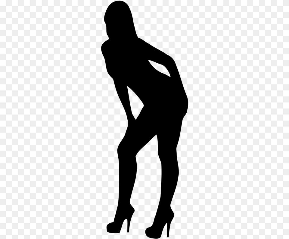 Hot Woman Silhouette Clipart, Gray Free Png Download