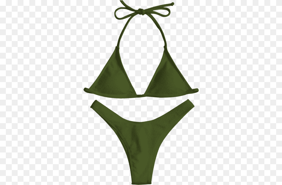 Hot Zaful Ribbed High Leg Bikini Set Swimsuit, Clothing, Swimwear, Accessories, Bag Png Image