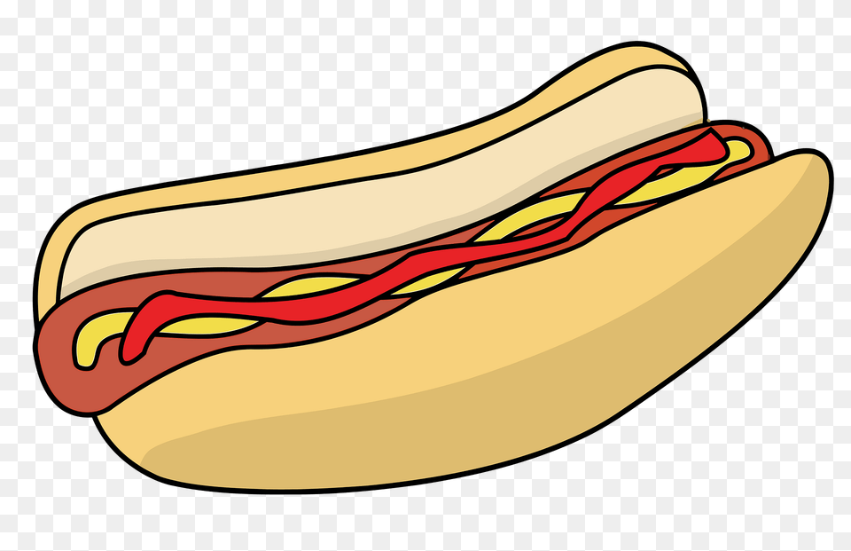 Hotdog In A Bun With Ketchup And Mustard Clipart, Food, Hot Dog Png