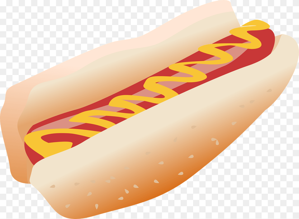 Hotdog In A Bun With Mustard Clipart, Food, Hot Dog, Dynamite, Weapon Png