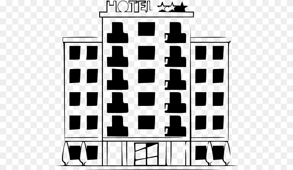 Hotel Building Monochrome Clip Art Hotel Clipart Black And White, Gray Free Transparent Png