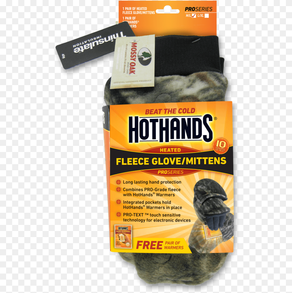 Hothands Fleece Camo Ml Glomitts Hothands Heated Fleece Glove Mittens Black Medium, Person, Clothing, Business Card, Paper Png