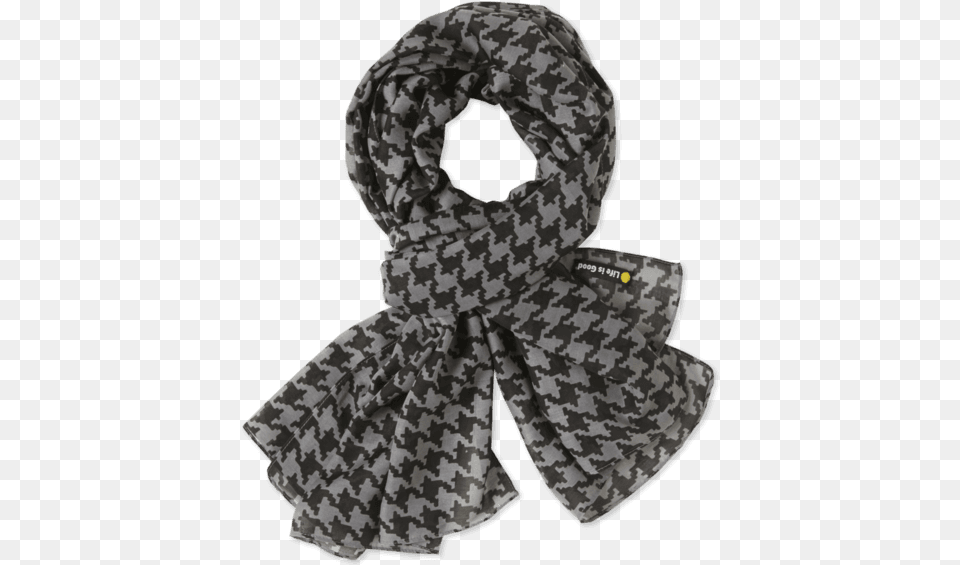 Houndstooth Lightweight Scarf Life Is Good Women39s Lightweight Scarf Night Black, Clothing, Stole, Person Png Image