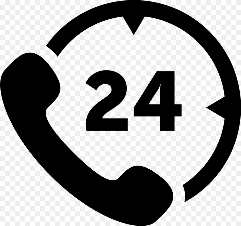 Hours Phone Service Call 24 7 Icon, Stencil, Symbol, Text Free Png