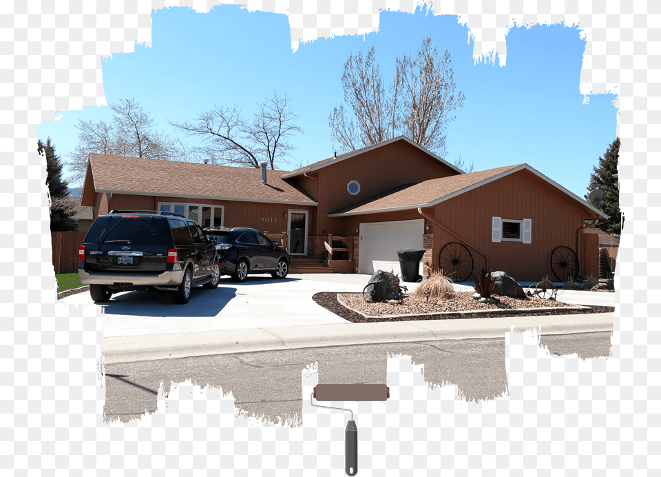 House, Neighborhood, Vehicle, Transportation, Car Png Image