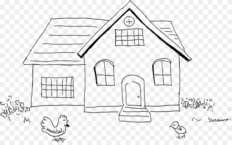 House, Art, Drawing, Outdoors, Blackboard Png Image