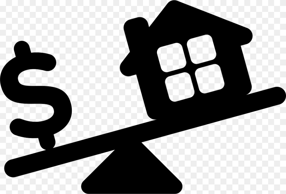 House And Dollar Sign In Weighing Scale Real Estate Clipart Black And White, Toy, Seesaw Free Transparent Png