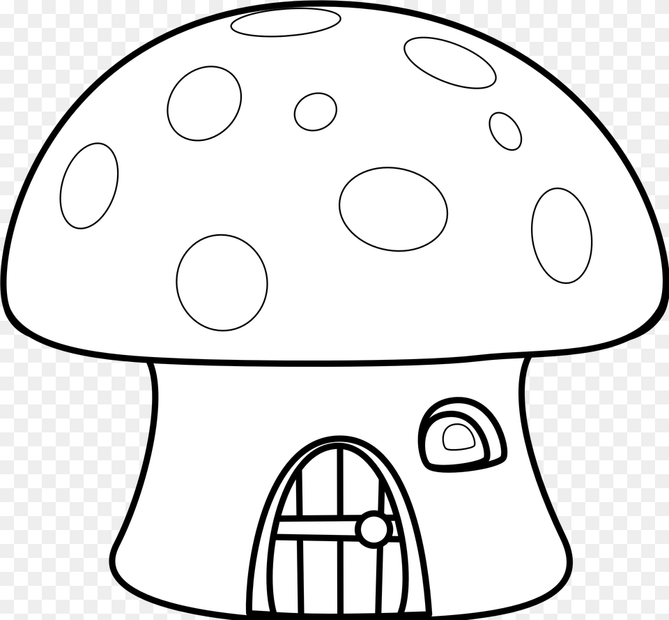 House Black And White House Black White Clipart Mushroom House Coloring Pages, Lamp, Fungus, Plant Free Transparent Png