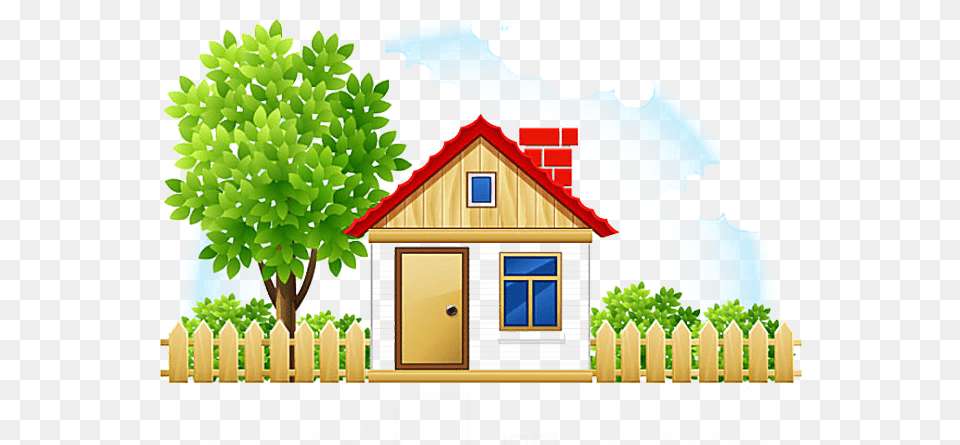 House Cartoon Drawing Cottage House Cartoon, Architecture, Neighborhood, Housing, Fence Png