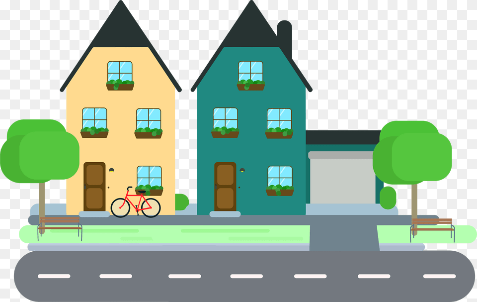 House Clipart, Urban, City, Street, Road Free Transparent Png