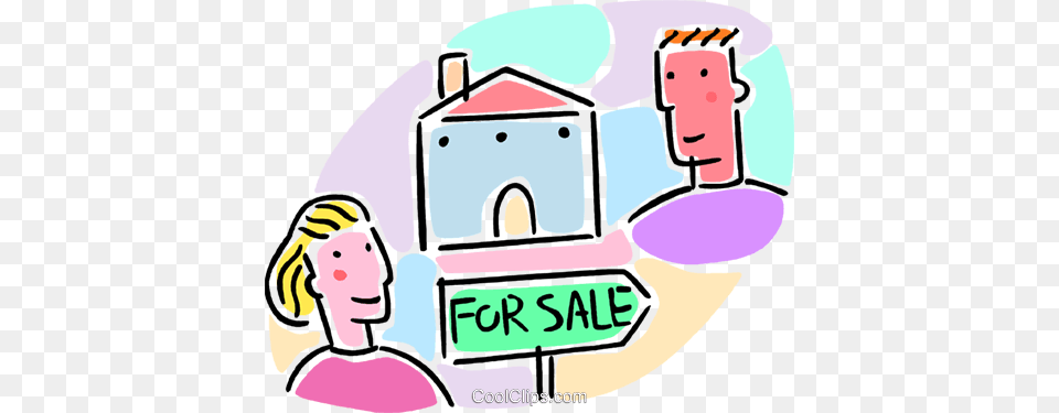 House For Sale With Man And Woman Royalty Vector Clip Art, Face, Head, Person, Baby Free Png