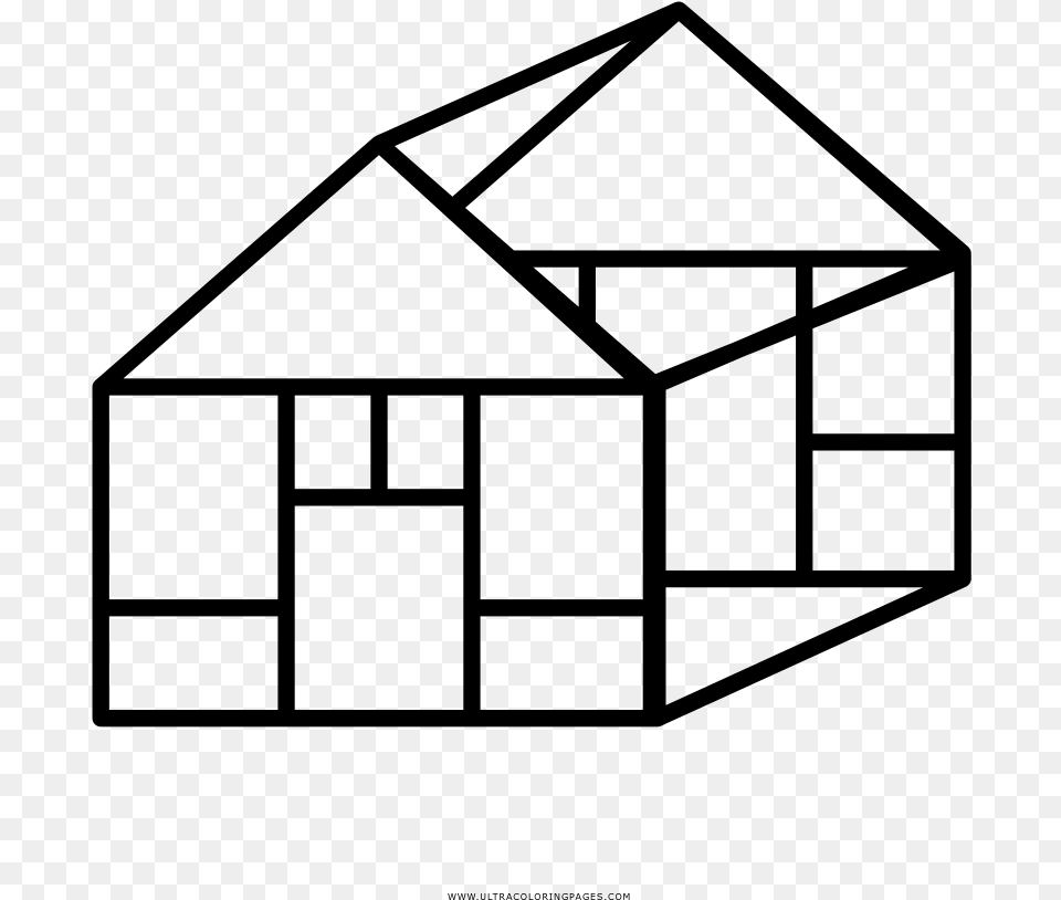 House Frame Coloring, Gray Free Png