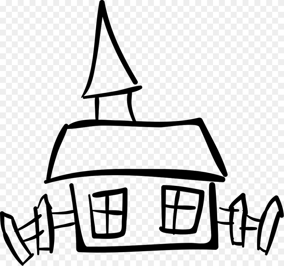 House Hand Drawn Building Comments Drawing Stick Figure House, Architecture, Spire, Tower, Stencil Free Png Download